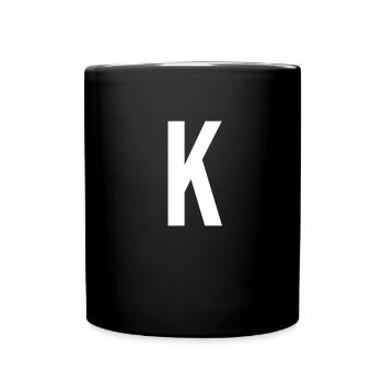 K Buchstabe Zahl Symbol Alphabet Initiale - Tasse einfarbig - Schwarz - Vorne