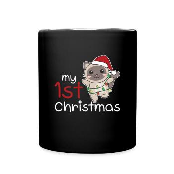 Chat de Noël Chats mon 1er Noël - Mug uni - noir - Devant