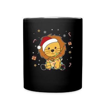 Lion Noël Neige Hiver Animaux Lions - Mug uni - noir - Devant