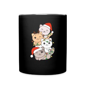 Cat Christmas Tree Christmas Animals Cats - Full Colour Mug - black - Front