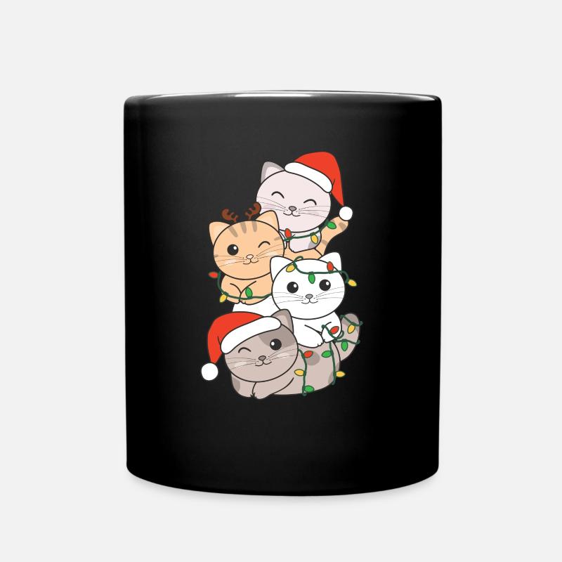 Katze Weihnachtsbaum Weihnachts Tiere Katzen - Tasse einfarbig - Schwarz