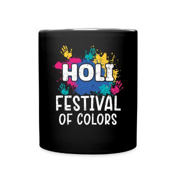 Radha Krishna Hinduismus Hindu Holi Festival - Tasse einfarbig - Schwarz - Vorne