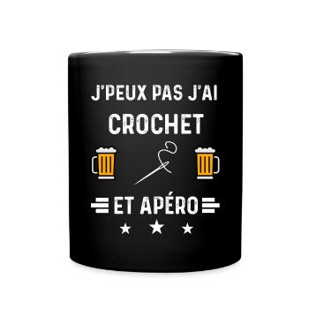 j'peux pas j'ai crochet et apéro - Mug uni - noir - Devant