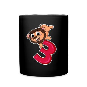 3 Jahre alt - 3 Geburtstag mit Tier Motiv - Tasse einfarbig - Schwarz - Vorne