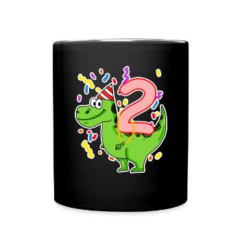 2 ans - 2 anniversaires avec motif animal - Mug uni - noir - Devant