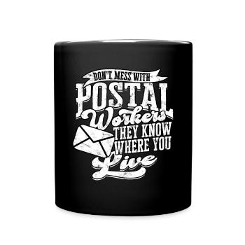 briefträger postbote post geschenk brief paketzust - Tasse einfarbig - Schwarz - Vorne