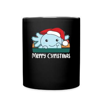 merry Christmas Retro Axolotl Weihnacht - Tasse einfarbig - Schwarz - Vorne