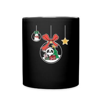 Panda Noël Boule à neige Pandas - Mug uni - noir - Devant