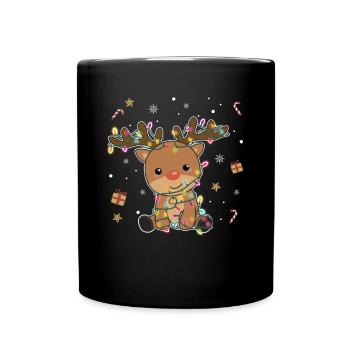 Rennes Joyeux Noël Animaux d’hiver Cerf - Mug uni - noir - Devant