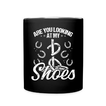 Jeu de lancer en fer à cheval Regardez-vous ma chaussure - Mug uni - noir - Devant