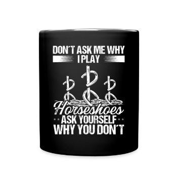 Horseshoe Pitching Game Funny Tosser Thrower - Full Colour Mug - black - Front