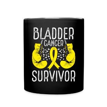 Bladder Cancer Survivor Awareness Ribbon Gloves - Full Colour Mug - black - Front