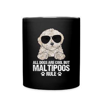 Maltipoo Hund - Tasse einfarbig - Schwarz - Vorne
