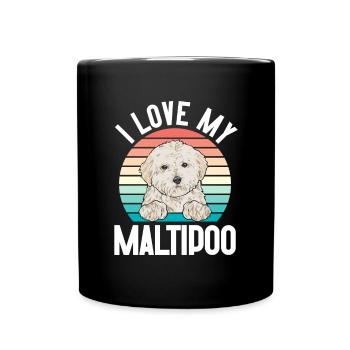 Maltipoo Hund - Tasse einfarbig - Schwarz - Vorne