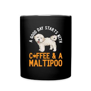 Maltipoo Hund - Tasse einfarbig - Schwarz - Vorne