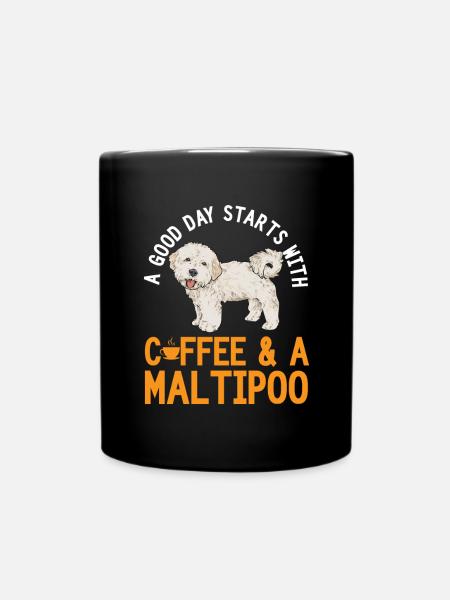 Maltipoo Hund - Tasse einfarbig - Schwarz