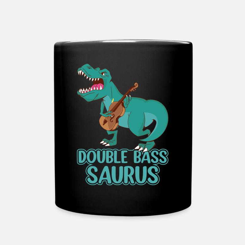 Double Bass Saurus - Dinosaure contrebassiste - Mug uni - noir
