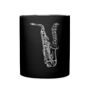 Saxophone With Music Notes - Saxophone Player - Full Colour Mug - black - Front
