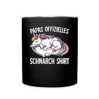 Papas Offizielles Schnarch Shirt Papa Schnarchen - Tasse einfarbig - Schwarz - Vorne