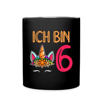 6. Geburtstag Mädchen 6 Jahre Geburtstag - Tasse einfarbig - Schwarz - Vorne