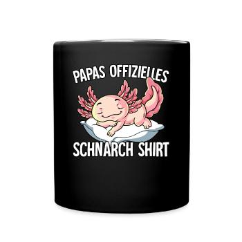 Papas Offizielles Schnarch Shirt Papa Schnarchen - Tasse einfarbig - Schwarz - Vorne