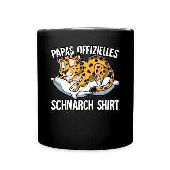 Papas Offizielles Schnarch Shirt Papa Schnarchen - Tasse einfarbig - Schwarz - Vorne