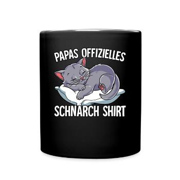 Papas Offizielles Schnarch Shirt Papa Schnarchen - Tasse einfarbig - Schwarz - Vorne