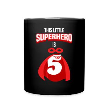 Superheld ist 5 Jahre 5. Geburtstag Junge - Tasse einfarbig - Schwarz - Vorne