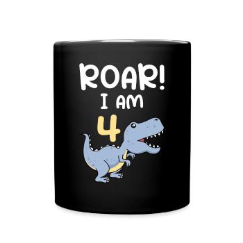 4th birthday Boy Dino 4 years - Full Colour Mug - black - Front
