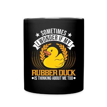 Rubber Duck Gift Squeaky Duck Bathing Duck - Mug uni - noir - Devant
