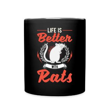 Das Leben ist besser mit Ratten - Tasse einfarbig - Schwarz - Vorne
