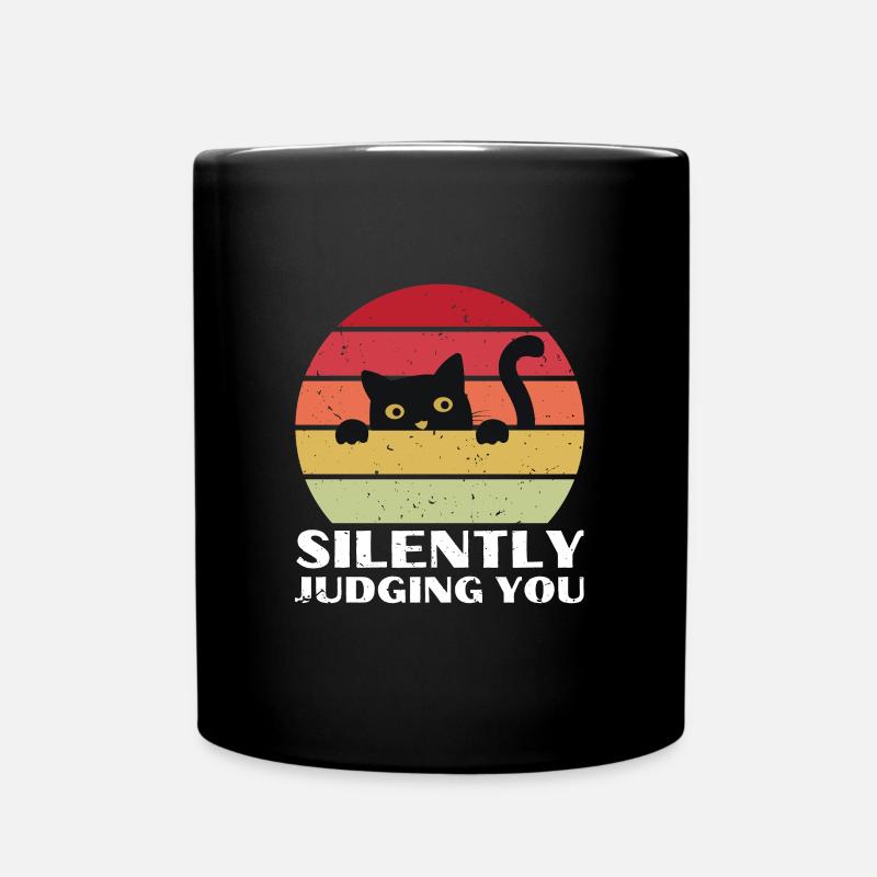Vous juger silencieusement - Funny Cat Vintage Sun - Mug uni - noir