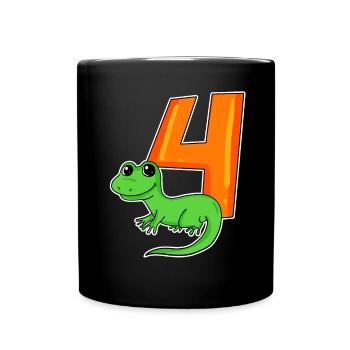 4 Jahre alt - 4. Geburtstag mit Tier Motiv - Tasse einfarbig - Schwarz - Vorne