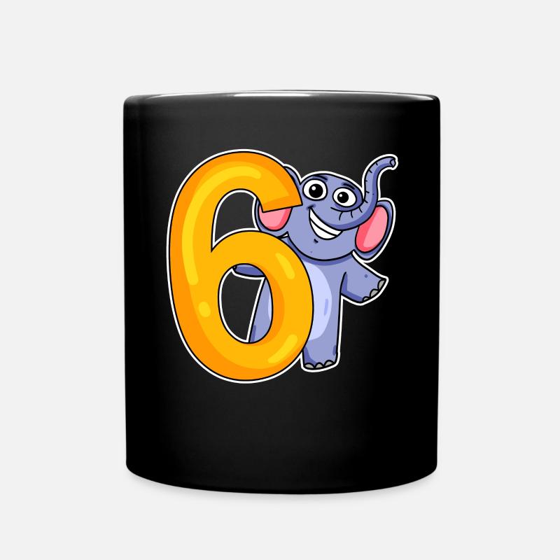 6 Jahre alt - 6 Geburtstag mit Tier Motiv - Tasse einfarbig - Schwarz