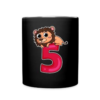 5 Jahre alt - 5 Geburtstag mit Tier Motiv - Tasse einfarbig - Schwarz - Vorne