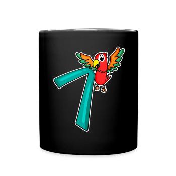 7 years old - 7 birthday with animal motif - Full Colour Mug - black - Front