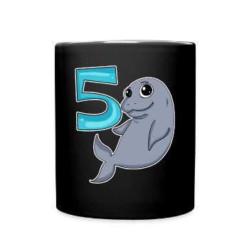 5 Jahre alt - 5. Geburtstag mit Tier Motiv - Tasse einfarbig - Schwarz - Vorne