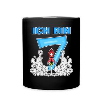 Je suis sept 7 ans Jeune astronaute de fusée - Mug uni - noir - Devant