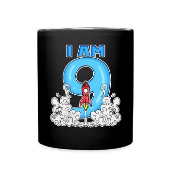 9e anniversaire - 9 ans Jeune astronaute de fusée - Mug uni - noir - Devant