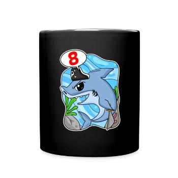 8 Jahre alt - 8. Geburtstag mit Tier Motiv - Tasse einfarbig - Schwarz - Vorne