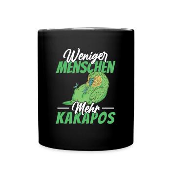 Weniger Menschen mehr Kakapos Kakapo - Tasse einfarbig - Schwarz - Vorne