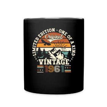 Vintage vintage 1961 61st birthday gift man - Full Colour Mug - black - Front