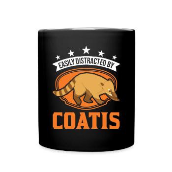 Easily distracted by Coatis coati - Full Colour Mug - black - Front