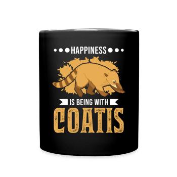 Happiness is being with Coatis coati - Full Colour Mug - black - Front
