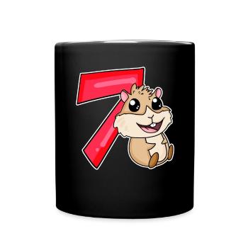 7 years old - 7 birthday with animal motif - Full Colour Mug - black - Front