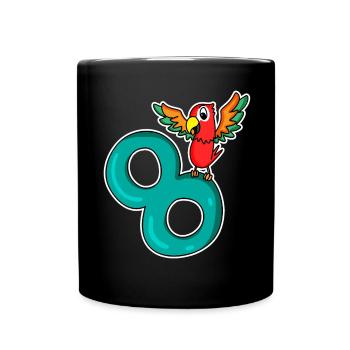 8 Jahre alt - 8. Geburtstag mit Tier Motiv - Tasse einfarbig - Schwarz - Vorne