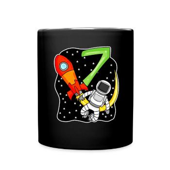 7e anniversaire - 7 ans Jeune astronaute - Mug uni - noir - Devant