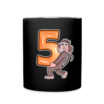 5 Jahre alt - 5 Geburtstag mit Tier Motiv - Tasse einfarbig - Schwarz - Vorne