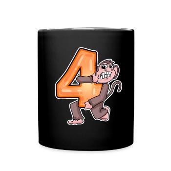 4 Jahre alt - 4. Geburtstag mit Tier Motiv - Tasse einfarbig - Schwarz - Vorne