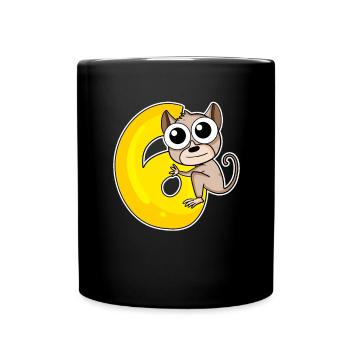 6 Jahre alt - 6 Geburtstag mit Tier Motiv - Tasse einfarbig - Schwarz - Vorne